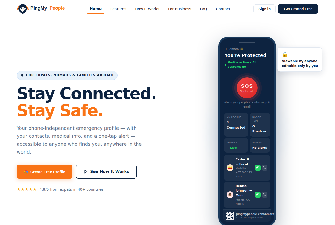 PingMyPeople Homepage